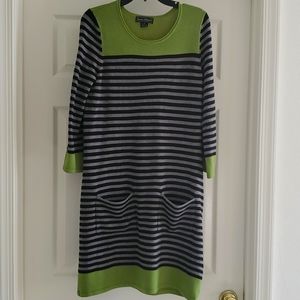 Jessica Howard Black, Grey and Green Medium Sweater Dress.